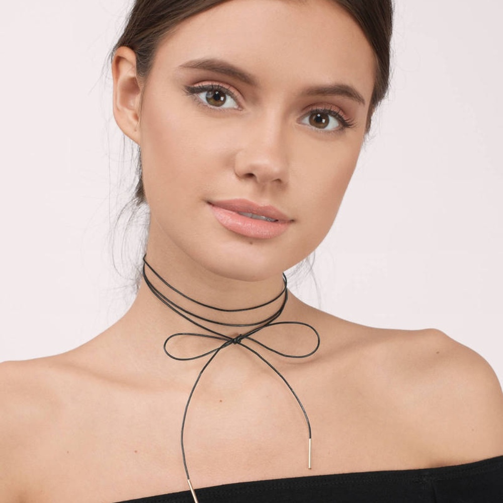 TOBI Black Wrap Fashion Choker Necklace No Time
